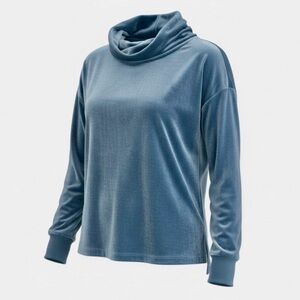 🔵 Women's Blue Cowl Neck (Velvet-Like) Top - size Large